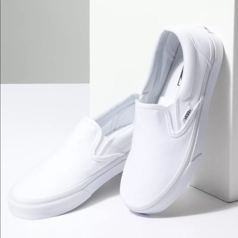 White Slip On Vans